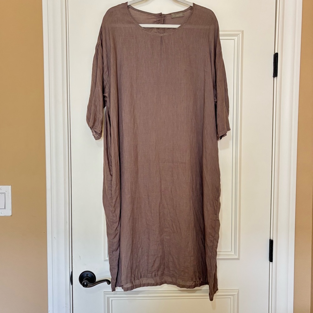 CP Shades Linen Brown Tunic Dress - Picture 4 of 6